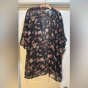 Maurices Black Floral Kimono